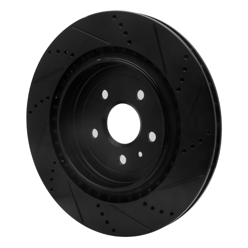 Cadillac CTS Brake Rotor (1) - Rear Left - R1 Concepts - Drilled & Slotted - Black - `09-`24